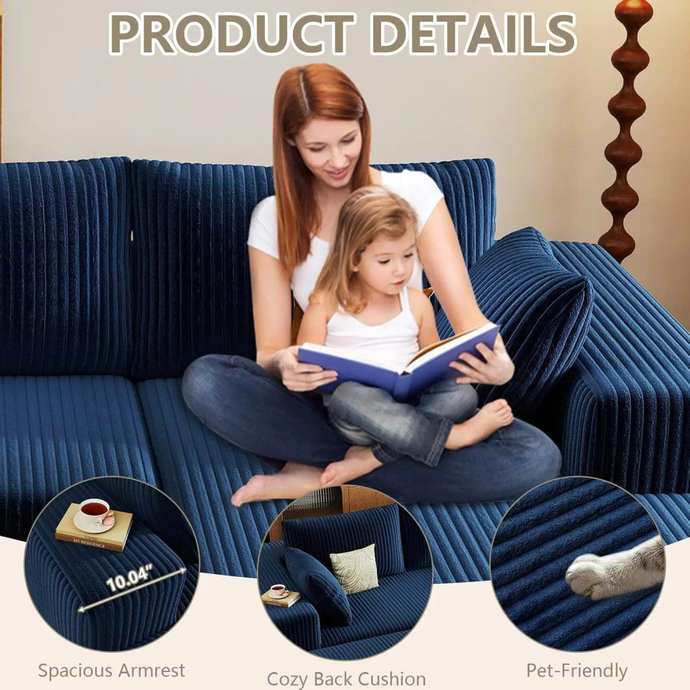 Modern L-Shaped Corduroy Sectional