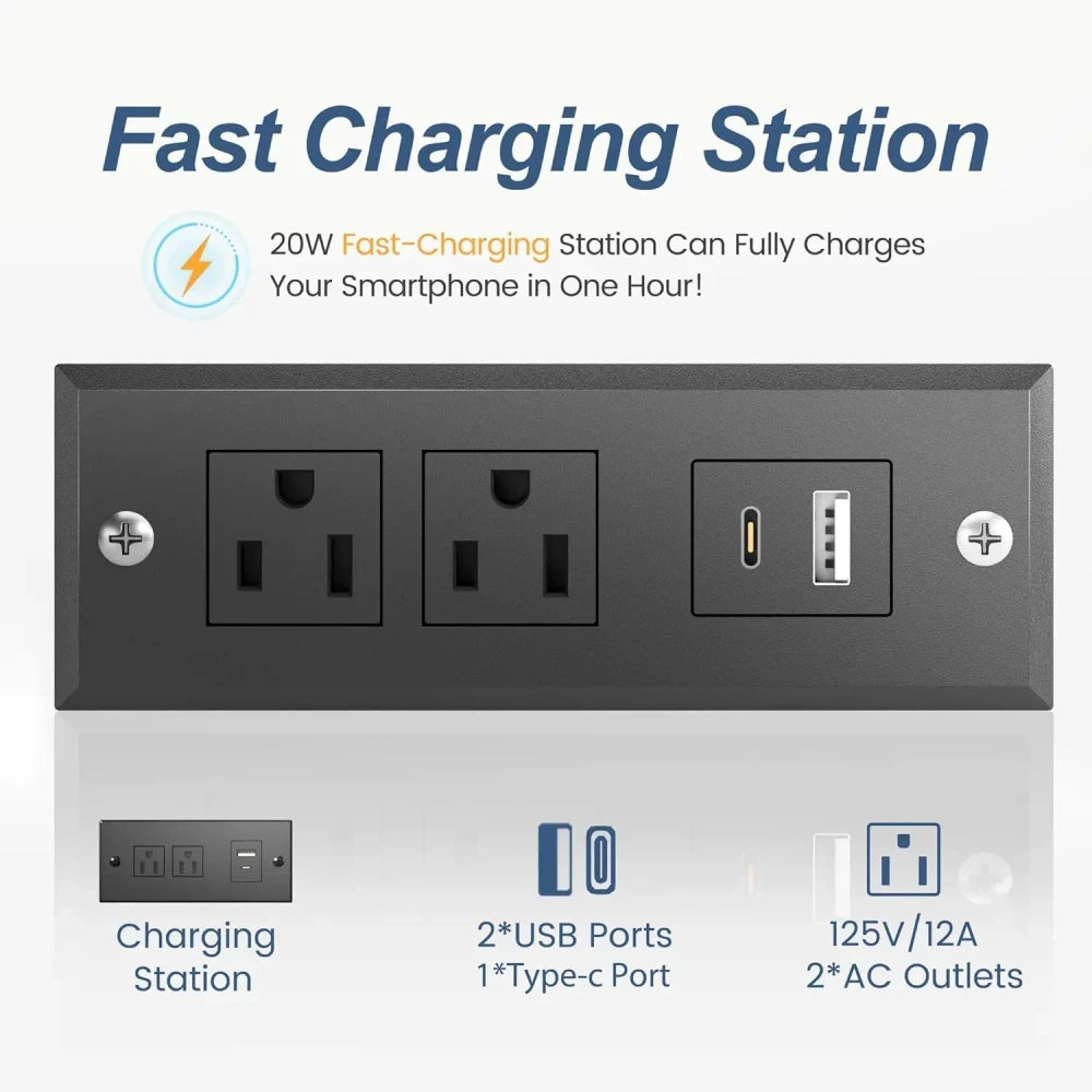 Queen Bed Frame with Charging Station