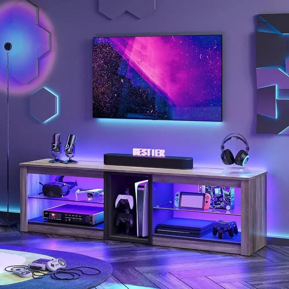 Grey Wash LED Entertainment Center