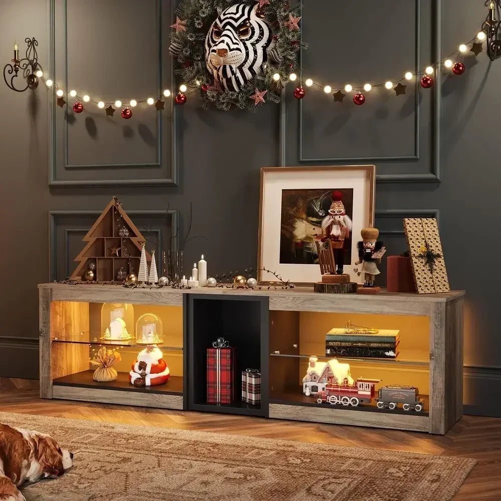 Grey Wash LED Entertainment Center