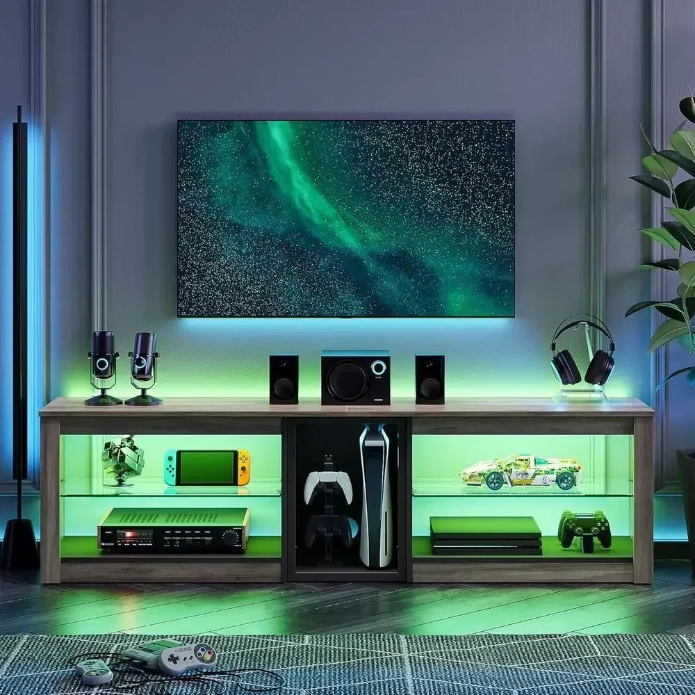 Grey Wash LED Entertainment Center