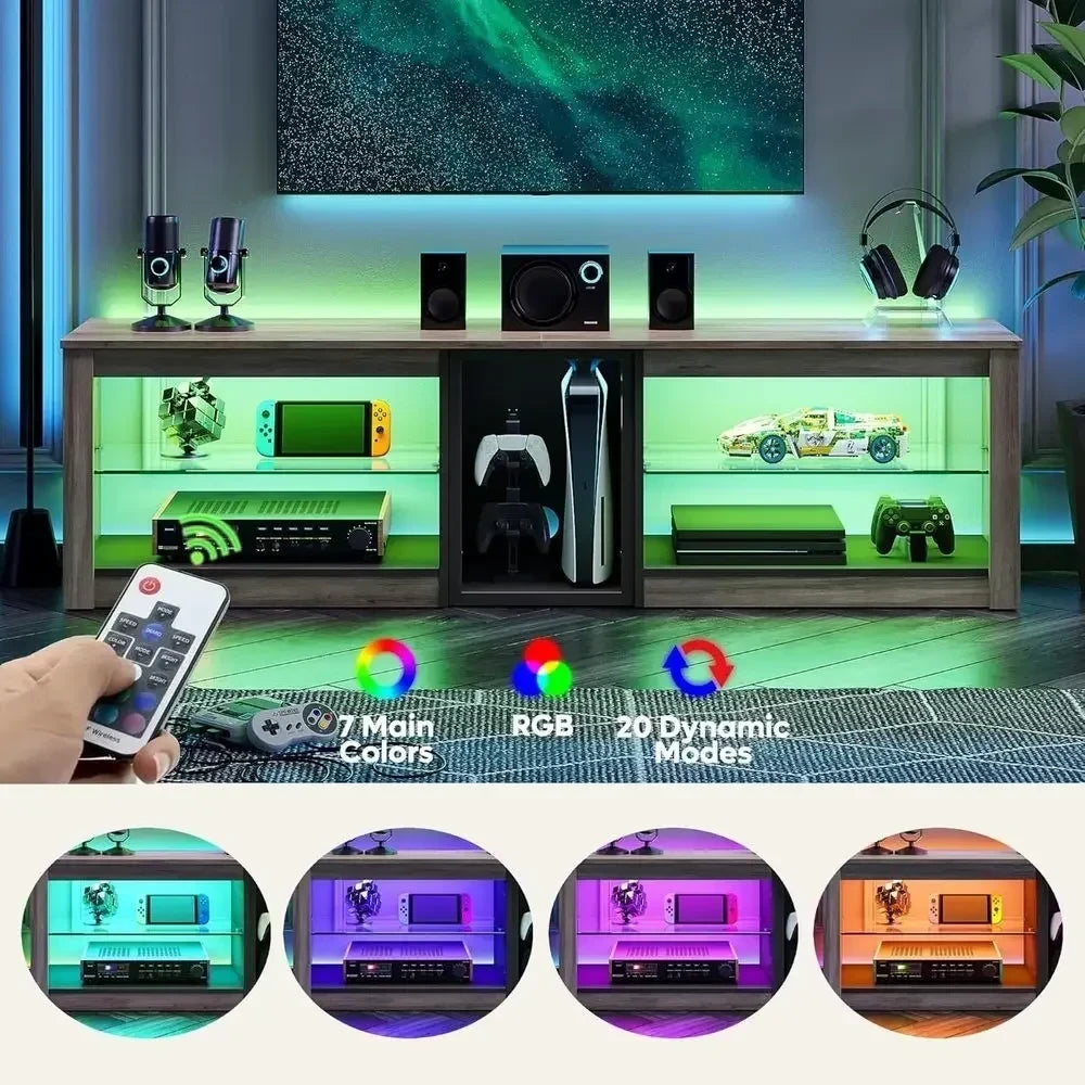 Grey Wash LED Entertainment Center