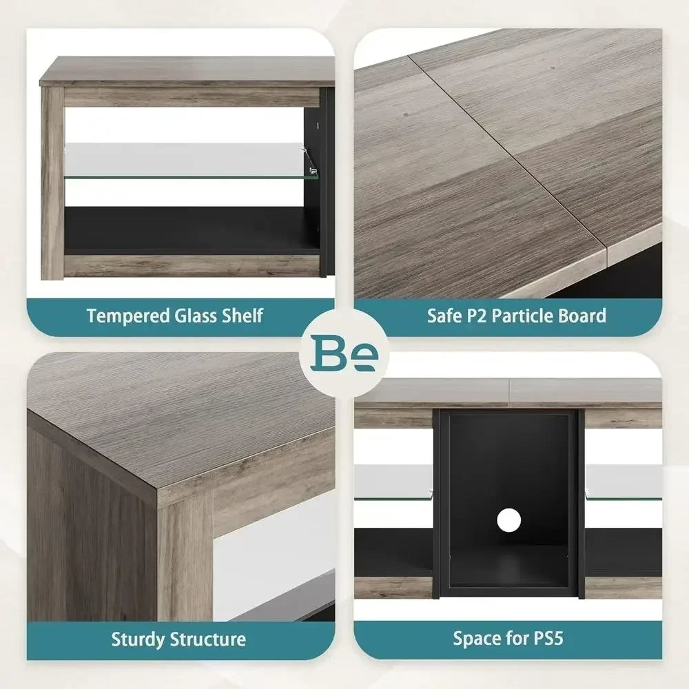 Grey Wash LED Entertainment Center